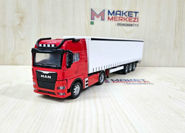 1/50 kırmızı MAN TGX GX TENTE DORSELİ TIR MAKETİ