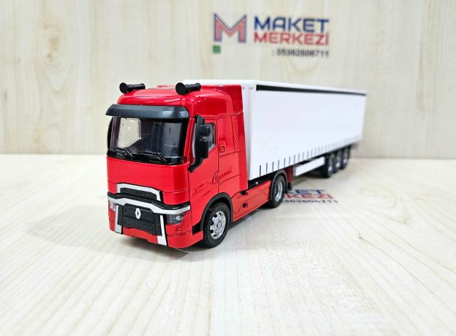 1/50 kırmızı RENAULT T-RANGE TENTE DORSELİ TIR MAKETİ
