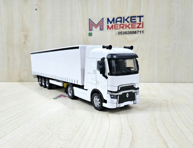1/50 beyaz RENAULT T-RANGE TENTE DORSELİ TIR MAKETİ