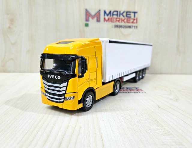 1/50 sarı IVECO S-WAY TENTE DORSELİ TIR MAKETİ