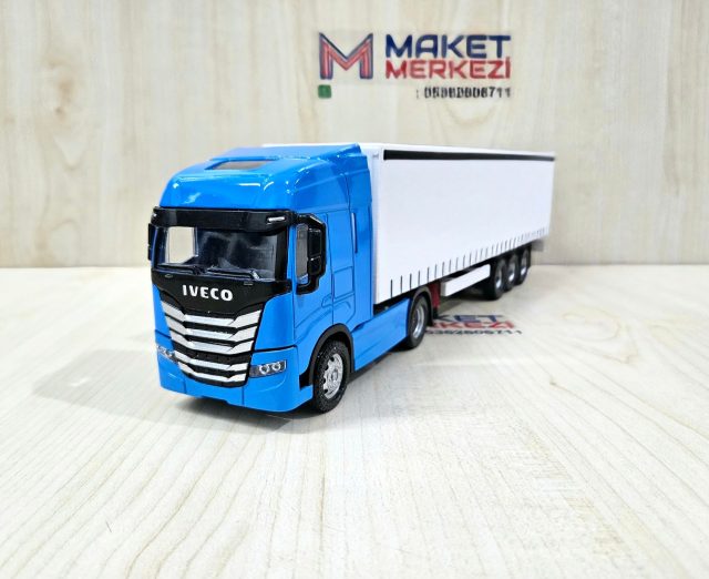 1/50 mavi IVECO S-WAY TENTE DORSELİ TIR MAKETİ