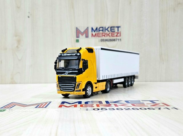 1/50 sarı VOLVO FH4 TENTE DORSELİ TIR MAKETİ