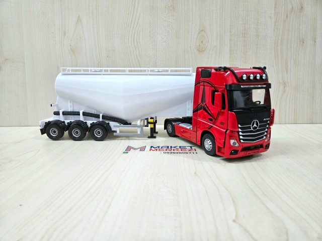 1/36 KIRMIZI MERCEDES ACTROS 1851 V TİPİ SİLOBAS TIR MAKETİ