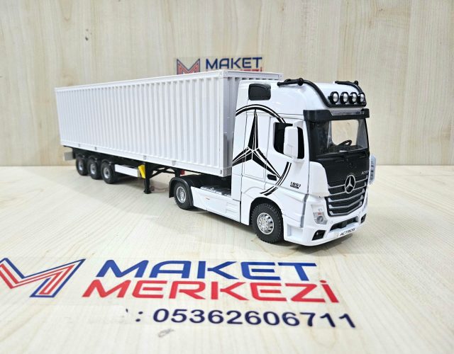 1/36 BEYAZ MERCEDES ACTROS 1851 KONTEYNER DORSELİ TIR MAKETİ