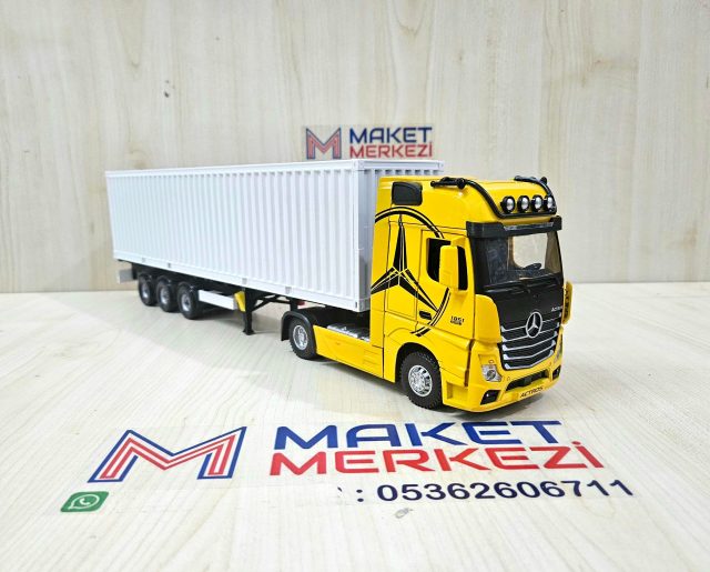 1/36 SARI MERCEDES ACTROS 1851 KONTEYNER DORSELİ TIR MAKETİ