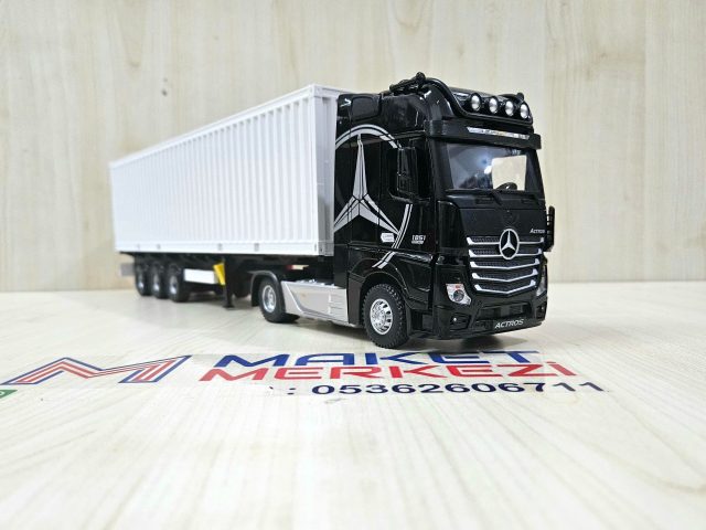 1/36 SİYAH MERCEDES ACTROS 1851 KONTEYNER DORSELİ TIR MAKETİ
