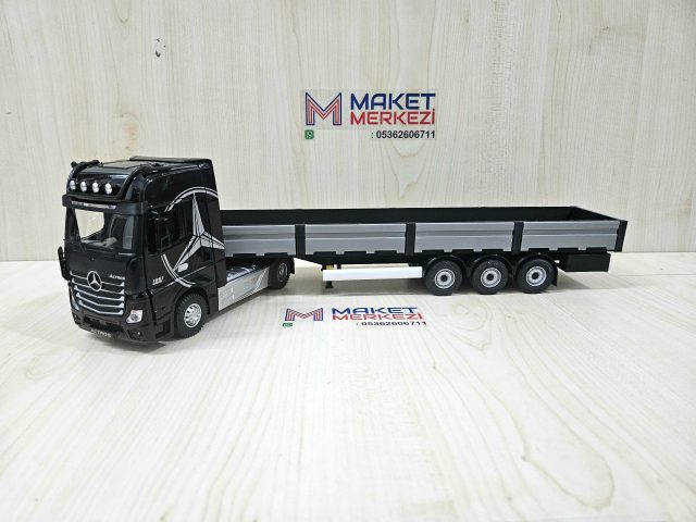 1/36 SİYAH MERCEDES ACTROS 1851 SAL DORSELİ TIR MAKETİ