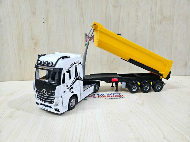 1/36 BEYAZ MERCEDES ACTROS 1851 SARI DAMPER DORSELİ TIR MAKETİ