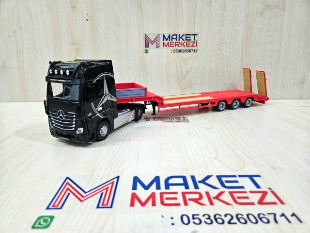 1/36 SİYAH MERCEDES ACTROS 1851 LOWBED DORSELİ TIR MAKETİ