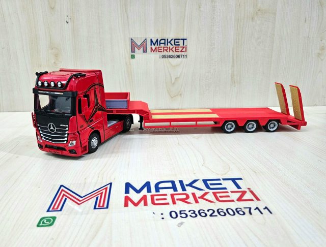 1/36 KIRMIZI MERCEDES ACTROS 1851 LOWBED DORSELİ TIR MAKETİ