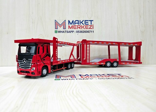 1/36 KIRMIZI MERCEDES ACTROS 1851 OTOMOBİL TRANSPORTER MAKETİ