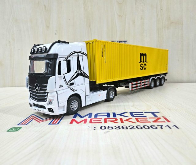 1/36 BEYAZ MERCEDES ACTROS 1851 MSC KONTEYNER DORSELİ TIR MAKETİ