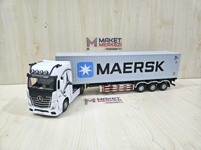 1/36 BEYAZ MERCEDES ACTROS 1851 MAERSK KONTEYNER DORSELİ TIR MAKETİ