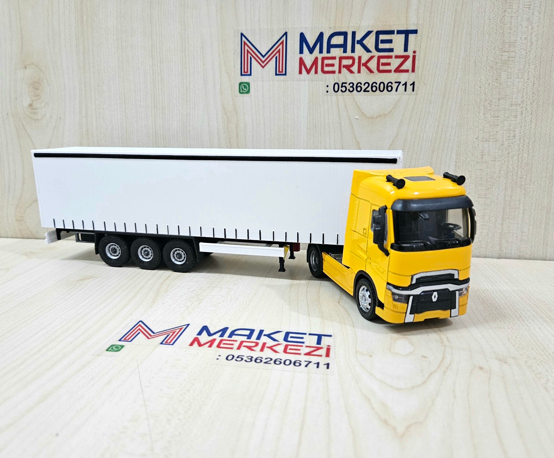 1/50 sarı RENAULT T-RANGE TENTE DORSELİ TIR MAKETİ