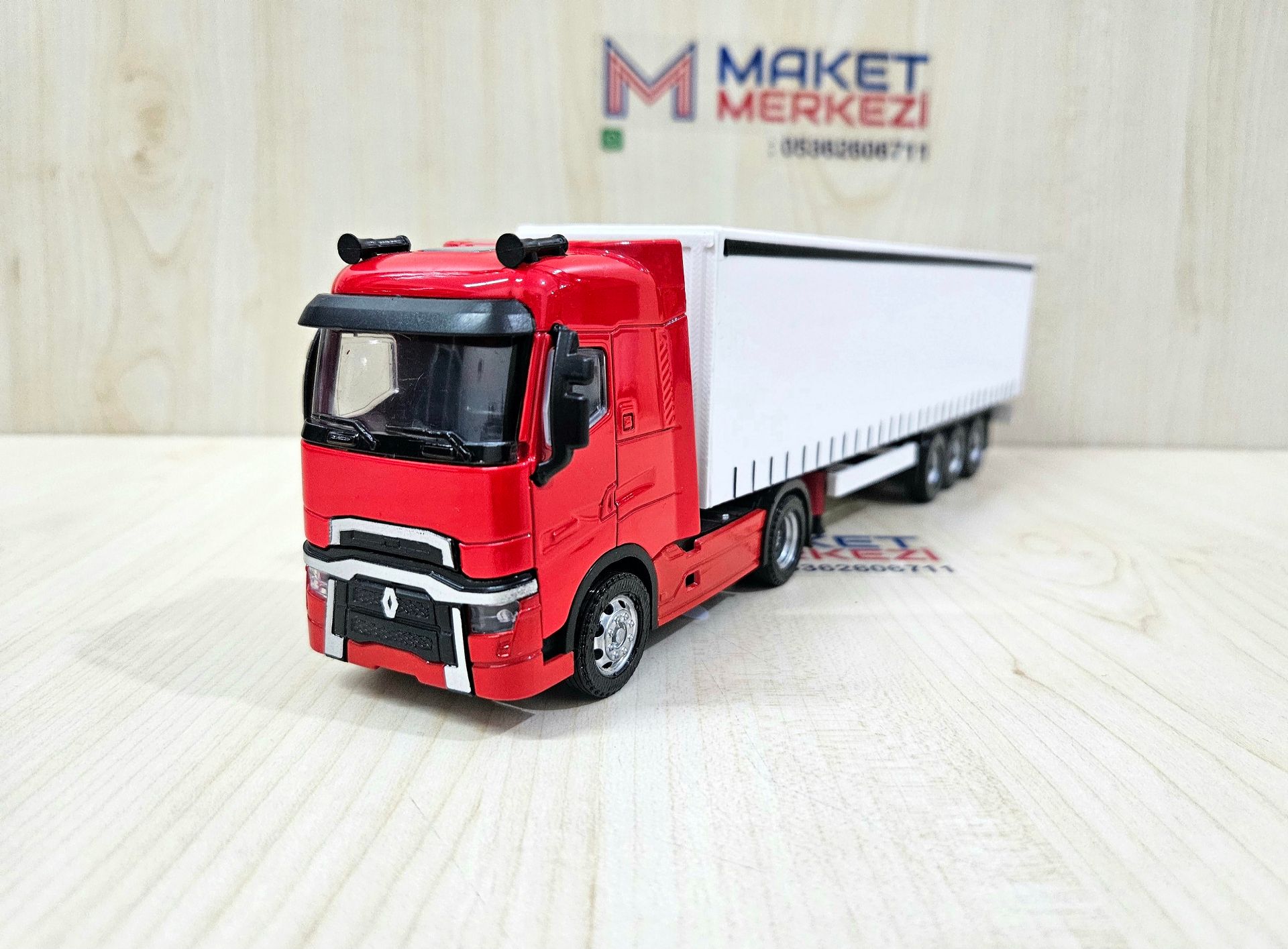 1/50 kırmızı RENAULT T-RANGE TENTE DORSELİ TIR MAKETİ