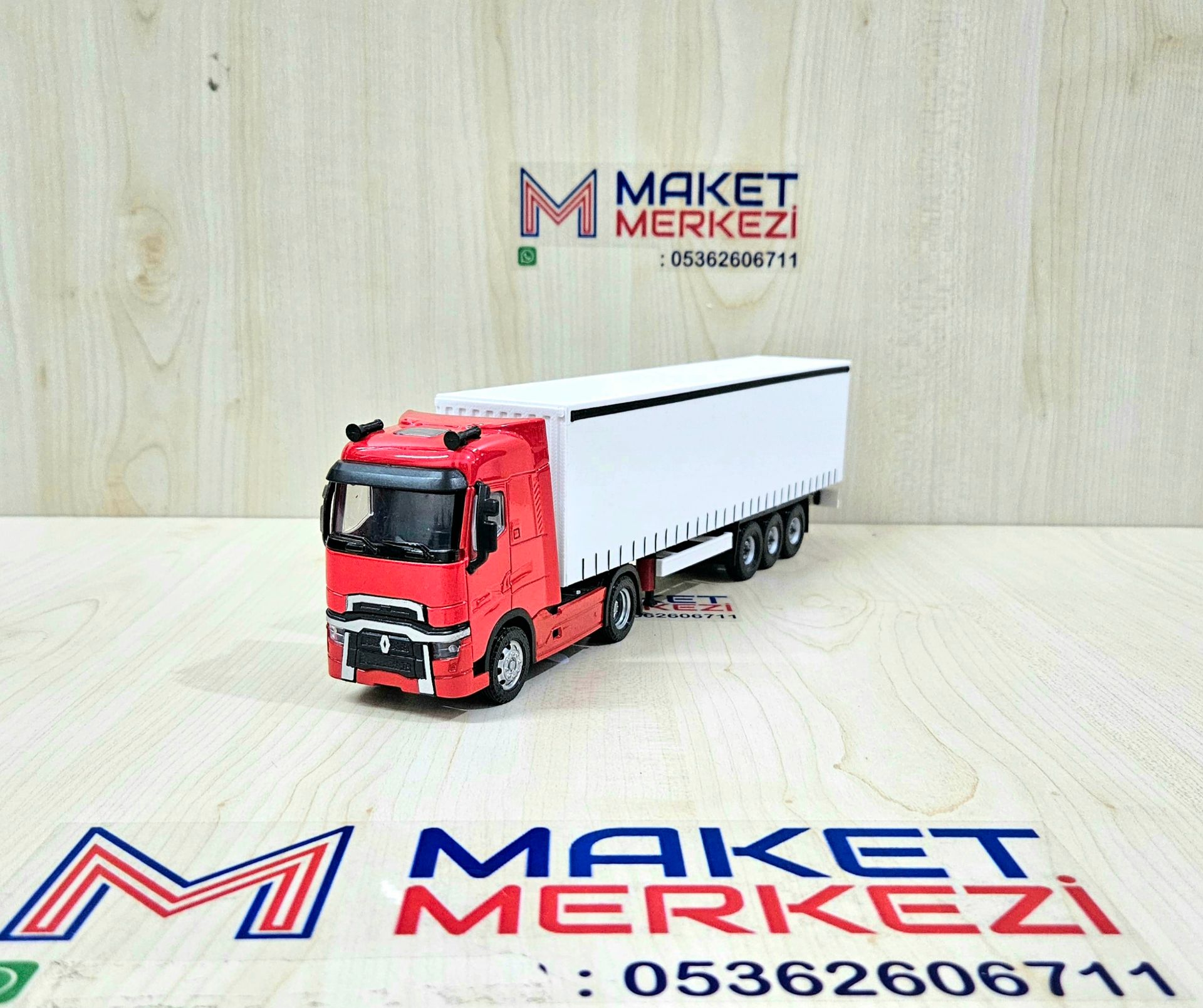1/50 kırmızı RENAULT T-RANGE TENTE DORSELİ TIR MAKETİ