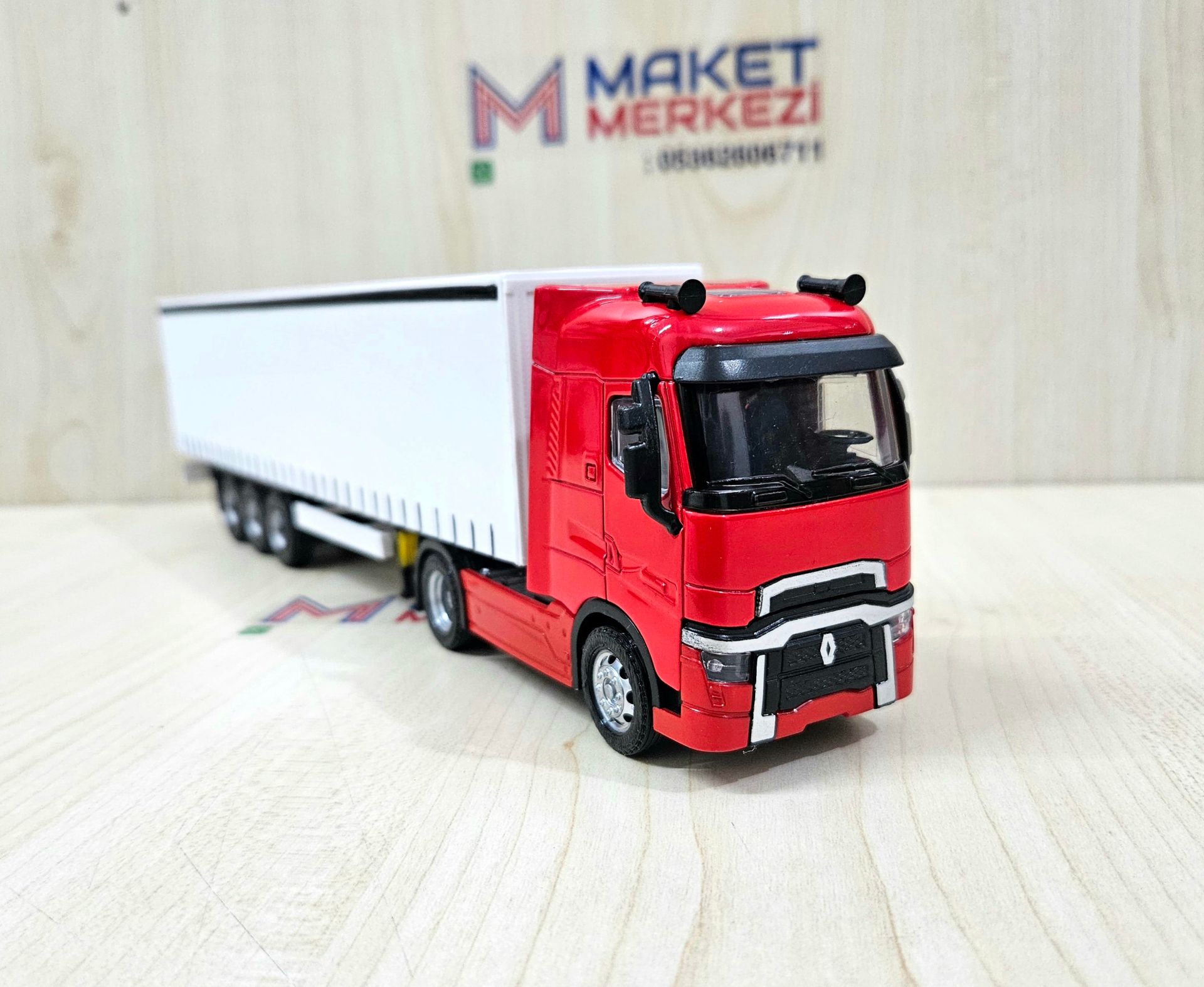 1/50 kırmızı RENAULT T-RANGE TENTE DORSELİ TIR MAKETİ