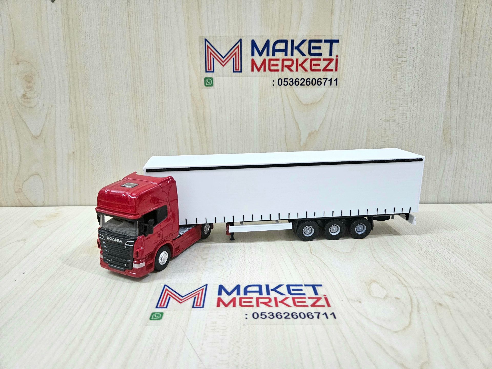 1/64 kırmızı SCANIA R730 TENTE DORSELİ TIR MAKETİ (25 cm boy)