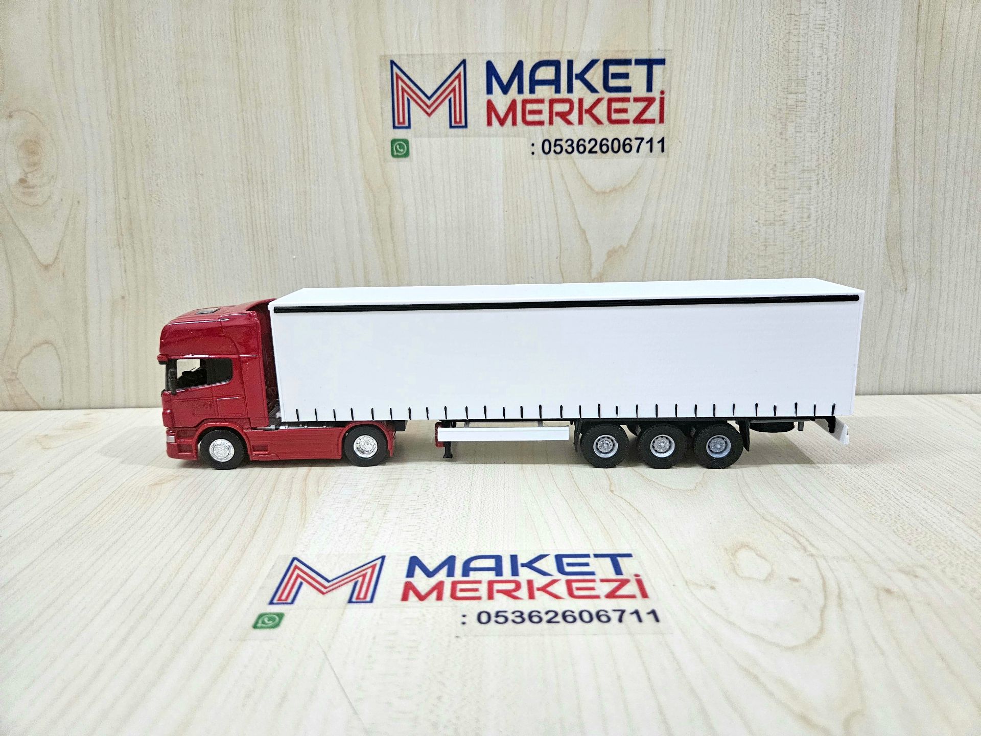 1/64 kırmızı SCANIA R730 TENTE DORSELİ TIR MAKETİ (25 cm boy)