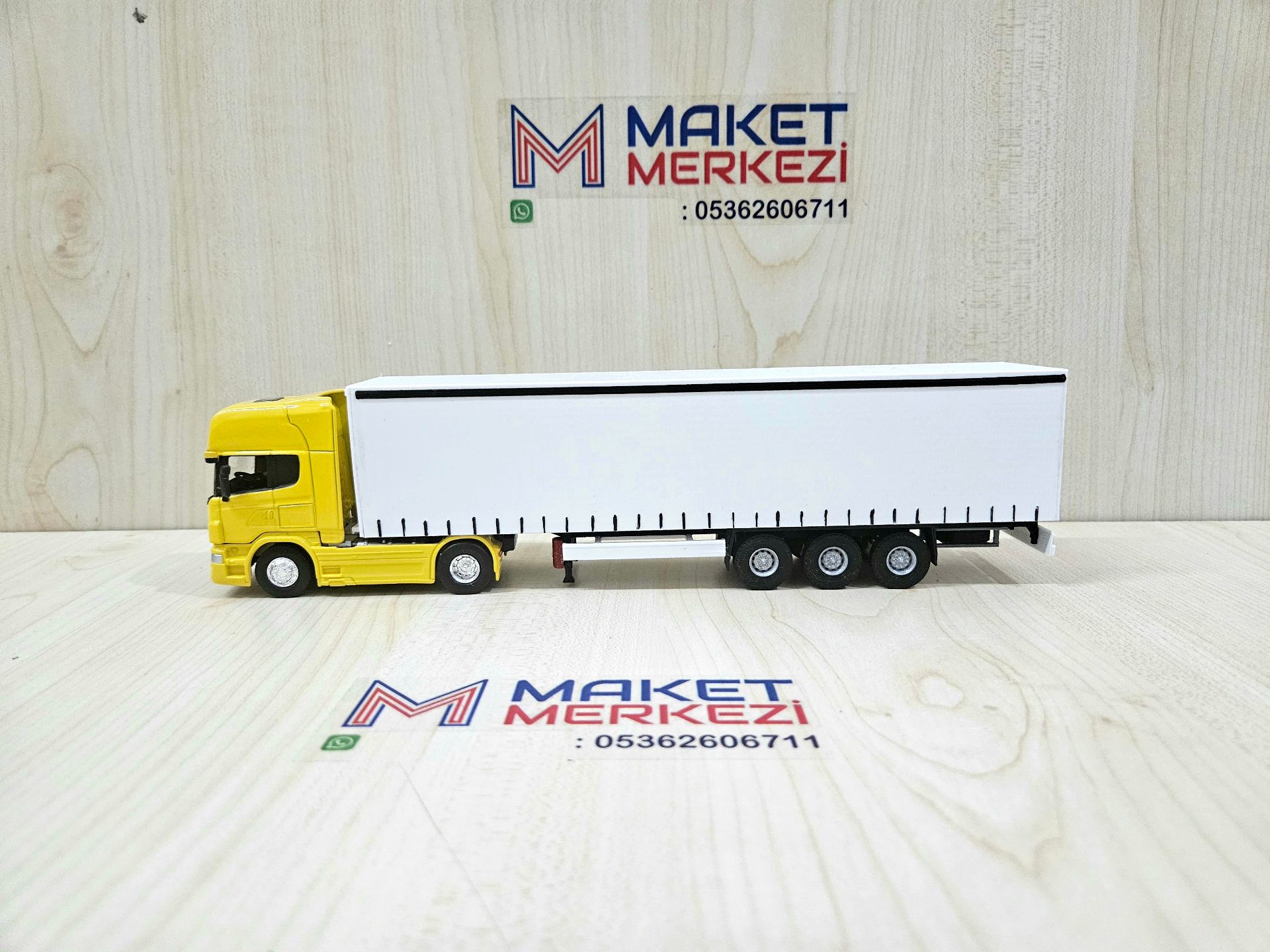 1/64 sarı SCANIA R730 TENTE DORSELİ TIR MAKETİ (25 cm boy)