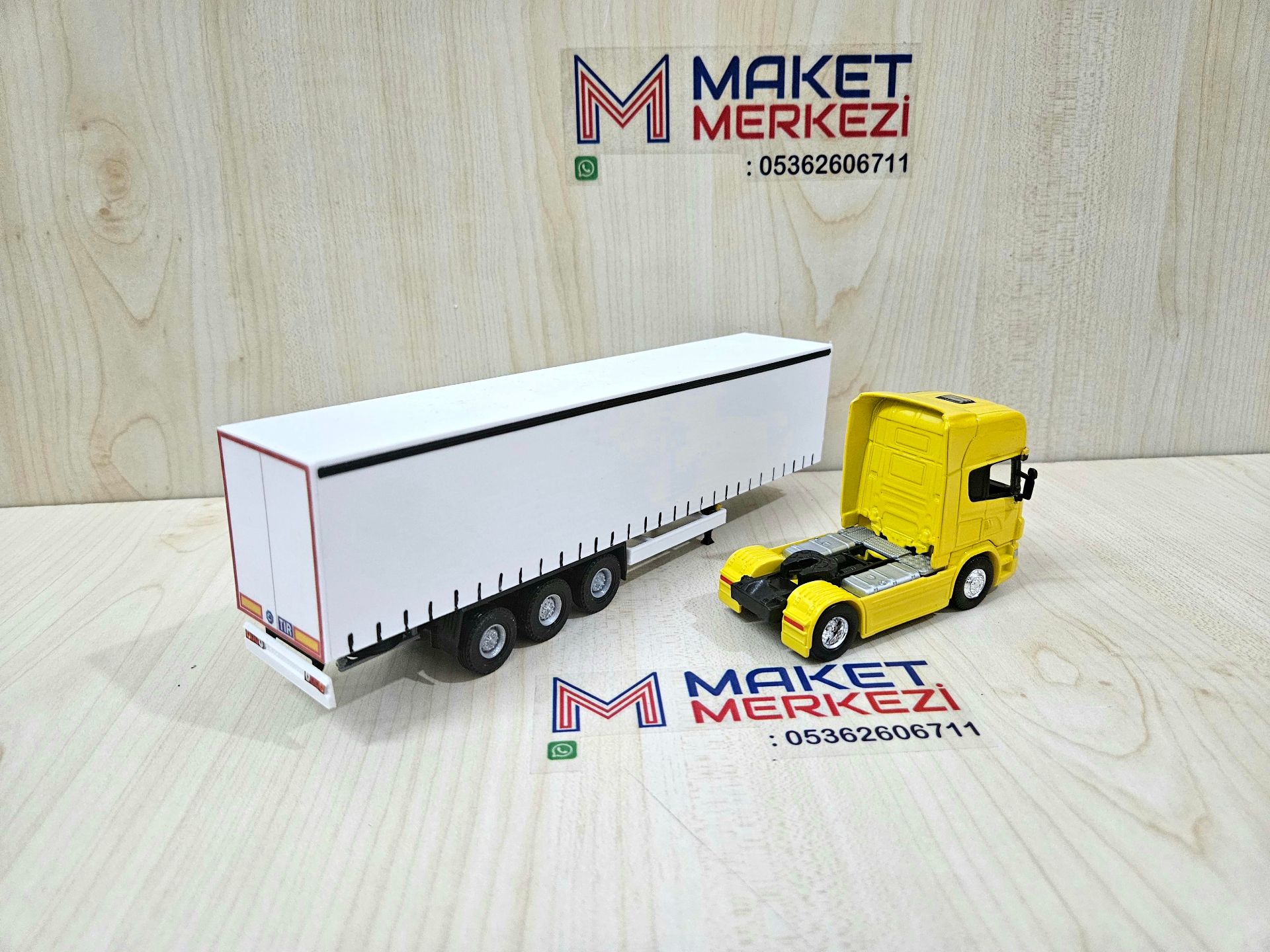 1/64 sarı SCANIA R730 TENTE DORSELİ TIR MAKETİ (25 cm boy)