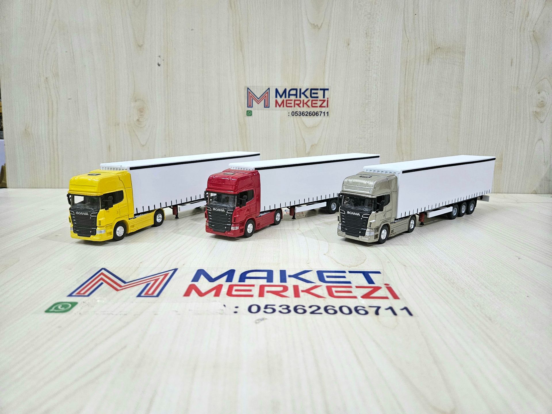 1/64 sarı SCANIA R730 TENTE DORSELİ TIR MAKETİ (25 cm boy)