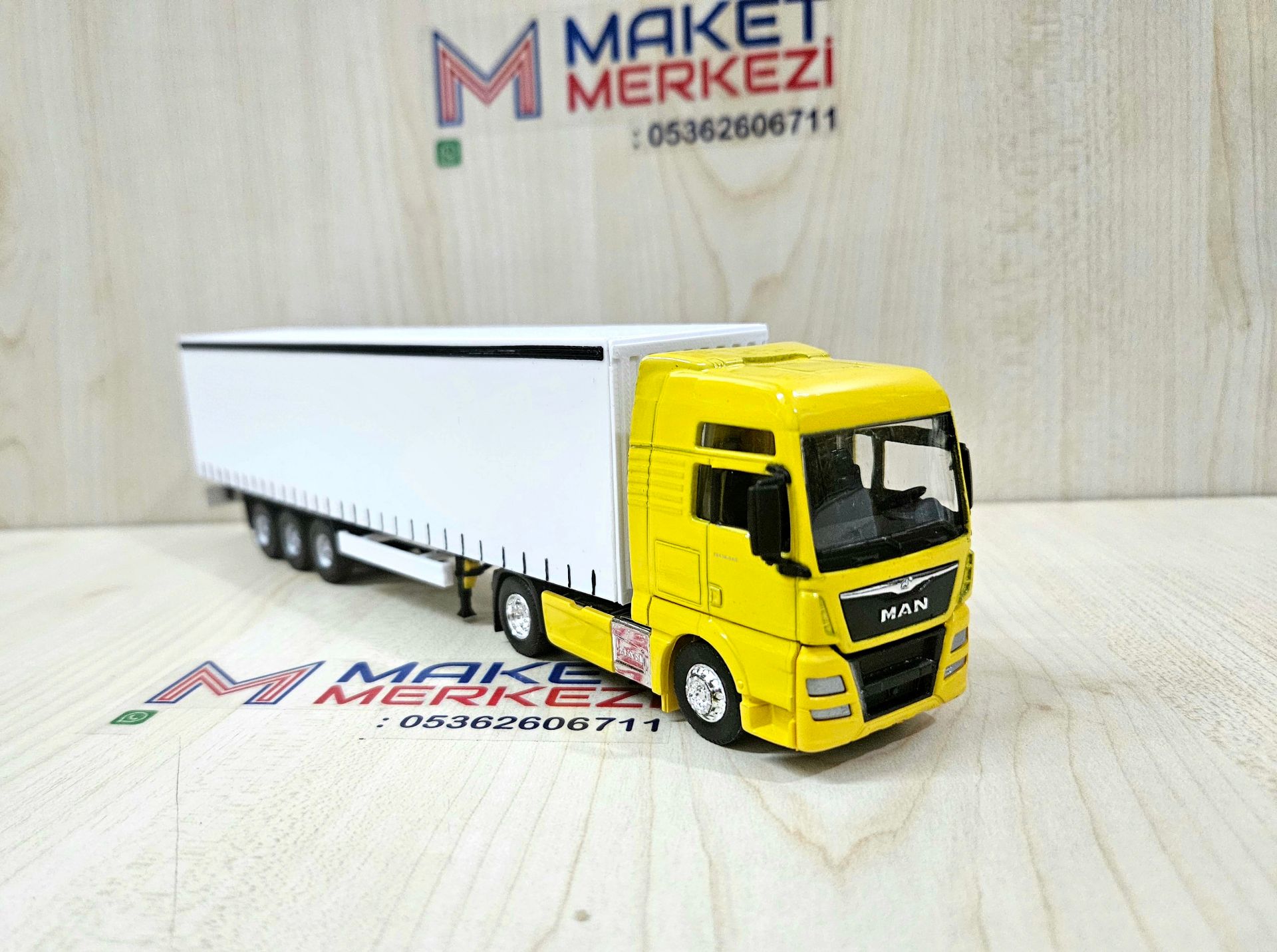 1/64 sarı MAN TGX TENTE DORSELİ TIR MAKETİ (25 cm boy)