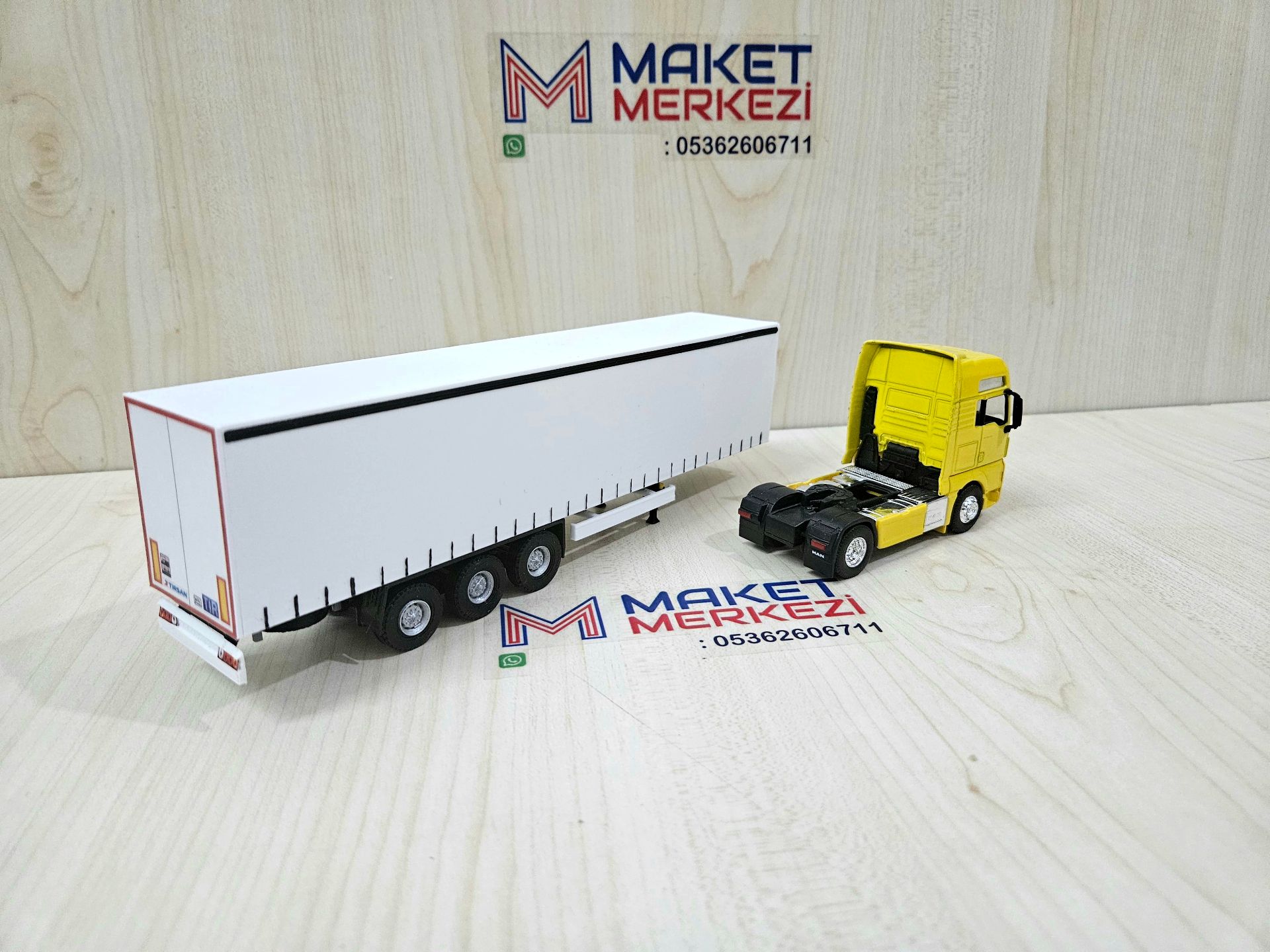 1/64 sarı MAN TGX TENTE DORSELİ TIR MAKETİ (25 cm boy)