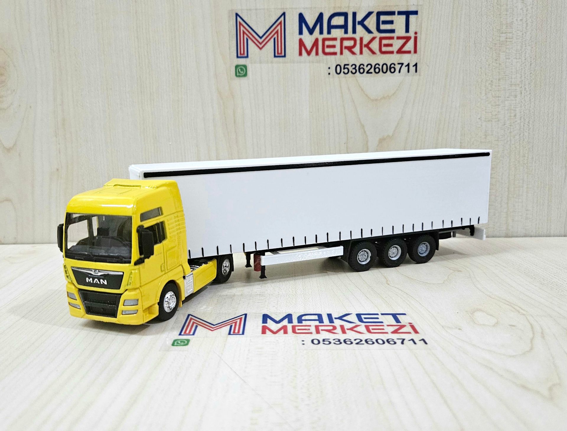 1/64 sarı MAN TGX TENTE DORSELİ TIR MAKETİ (25 cm boy)