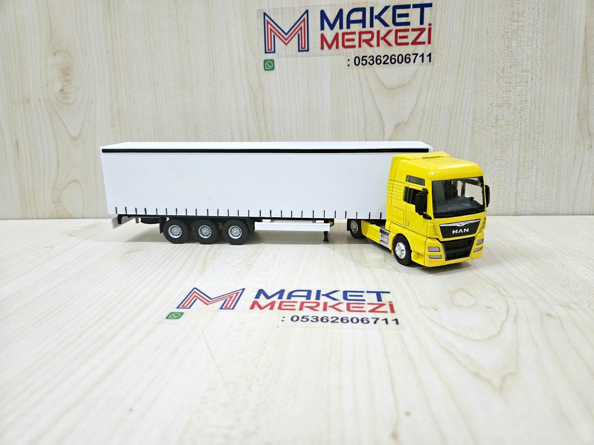 1/64 sarı MAN TGX TENTE DORSELİ TIR MAKETİ (25 cm boy)