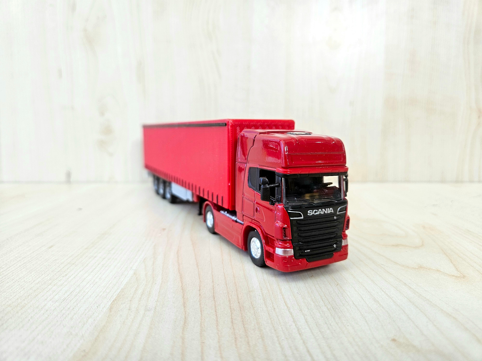 1/64 kırmızı SCANIA R730 TENTE DORSELİ TIR MAKETİ (25 cm boy)