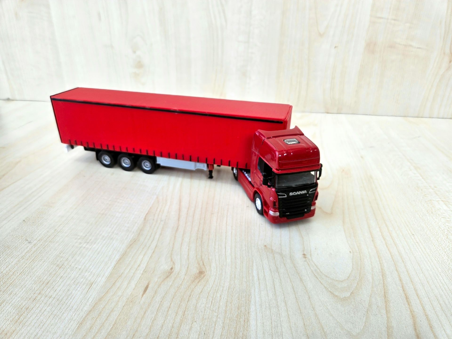 1/64 kırmızı SCANIA R730 TENTE DORSELİ TIR MAKETİ (25 cm boy)