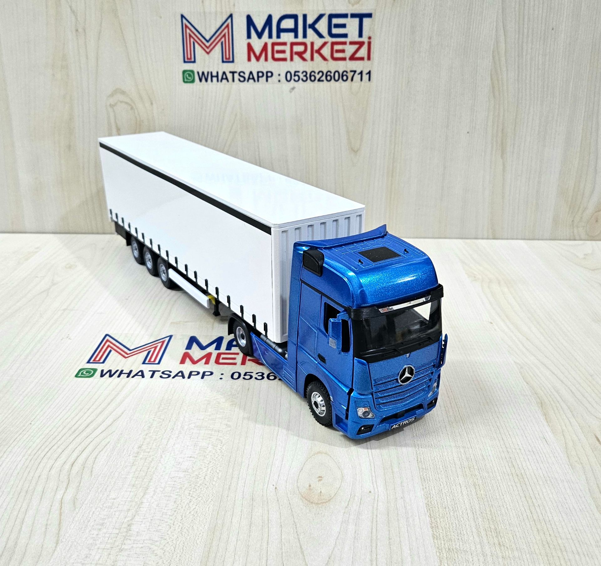 1/36 MAVİ MERCEDES ACTROS 1851 TENTE DORSELİ TIR MAKETİ
