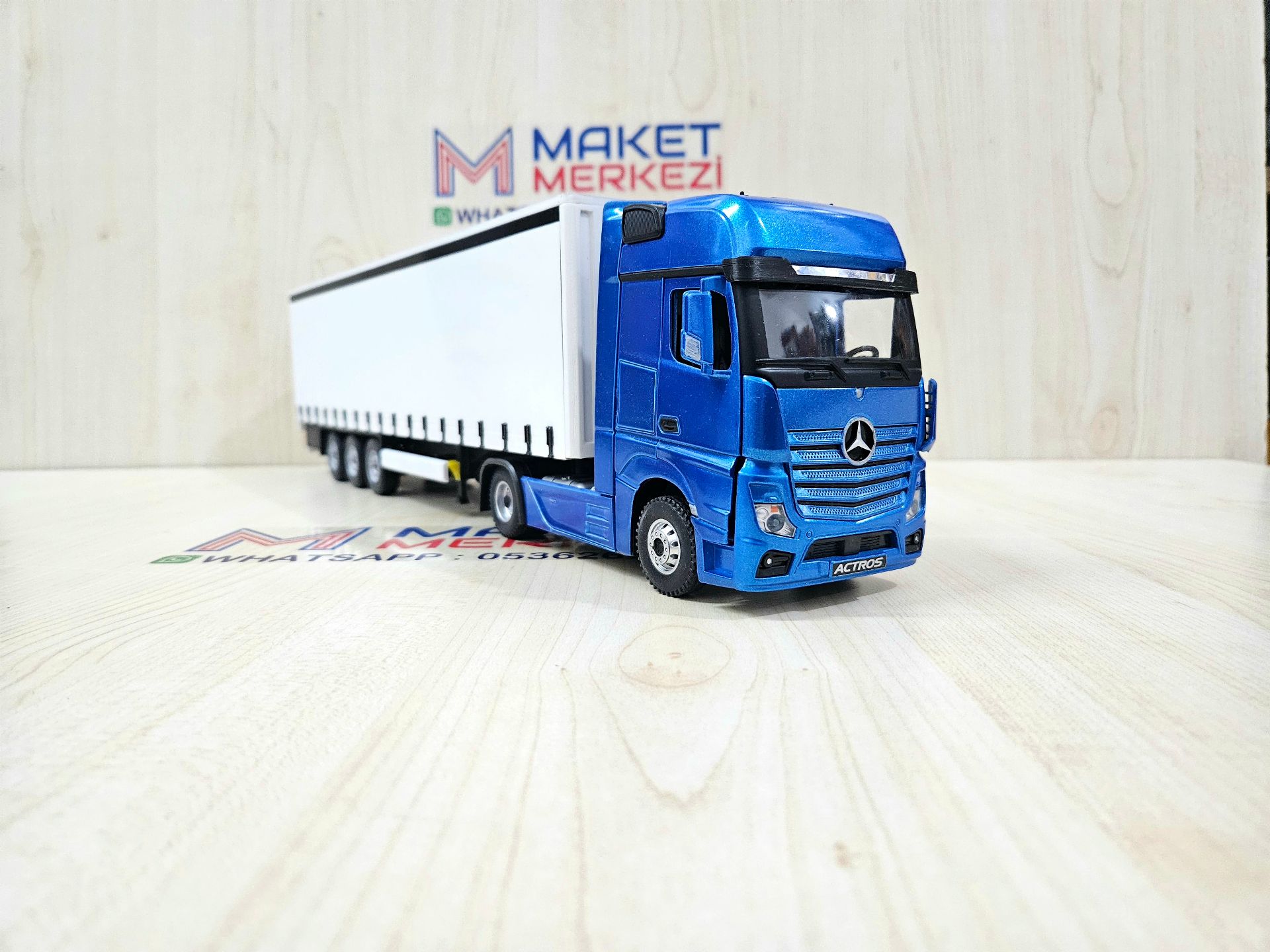 1/36 MAVİ MERCEDES ACTROS 1851 TENTE DORSELİ TIR MAKETİ