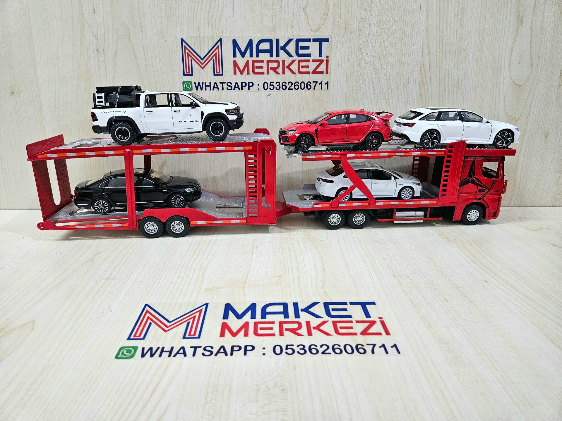 1/36 KIRMIZI MERCEDES ACTROS 1851 OTOMOBİL TRANSPORTER MAKETİ
