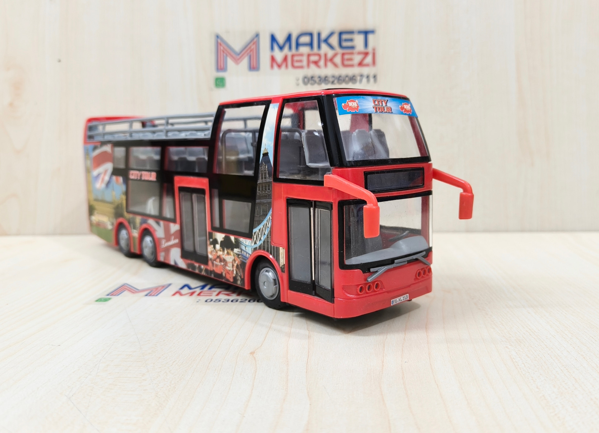 1/43 KIRMIZI ÇİFT KATLI ÜSTÜ AÇIK OTOBÜS MAKETİ